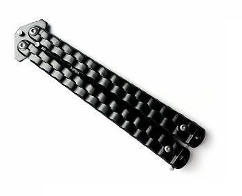 Nóż motylkowy motylek składany czarny łańcuch