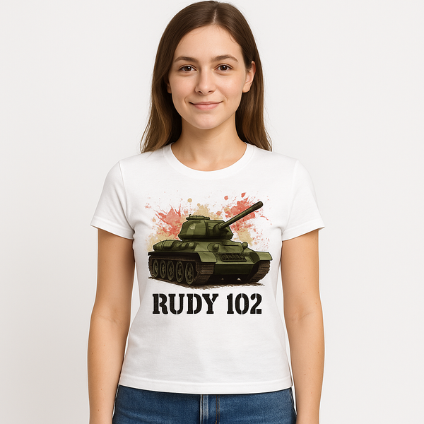 Koszulka T-shirt damska Czołg Rudy 102 biały