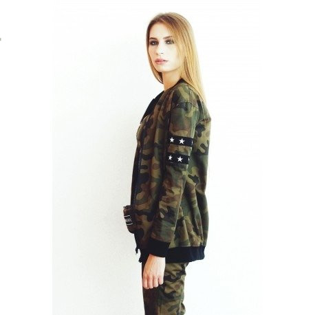 Kurtka bejsbolówka moro damska/młodzieżowa z wszytymi taśmami