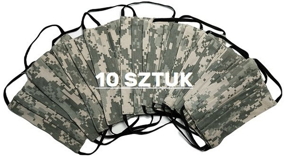 10 maseczek ochronnych moro 3 warstwy