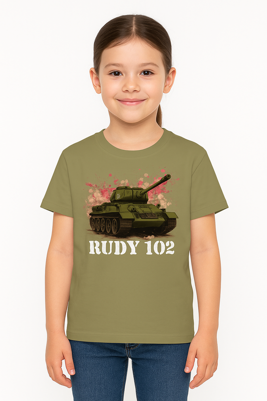Koszulka T-shirt Dziewczęca Czołg Rudy 102  khaki