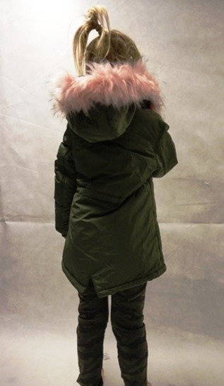 Kurtka zimowa dziewczęca/dziecięca parka z różowym futrem i kapturem