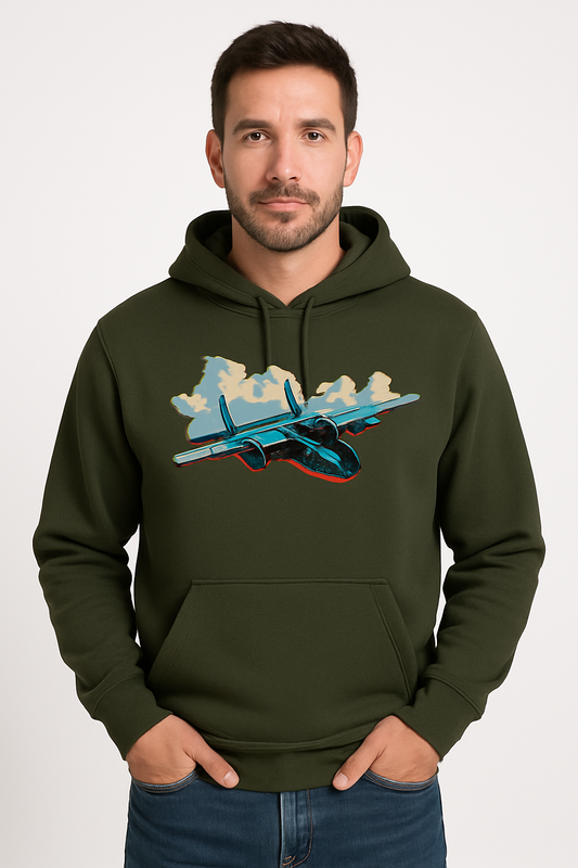 Bluza męska nadruk Samolot Lockheed P-38 Lightning khaki