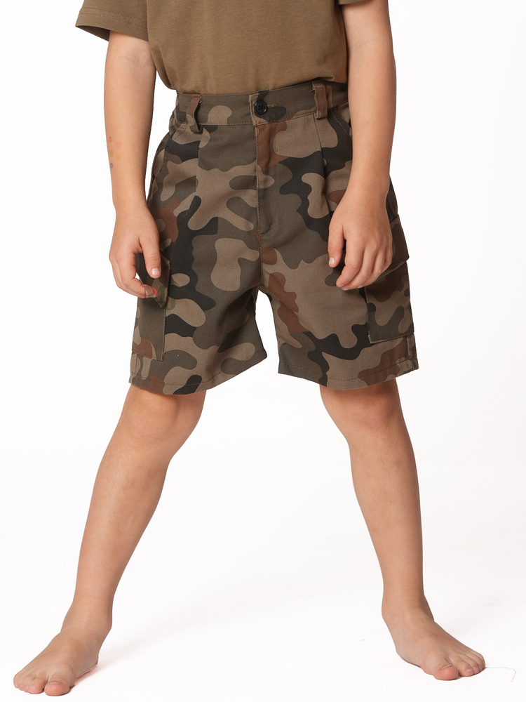 Krótkie spodenki bojówki chłopięce moro WZ.93 kieszenie boczne  Produkt Polski