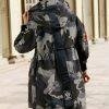 Kurtka parka damska moro z naszywkami ocieplana