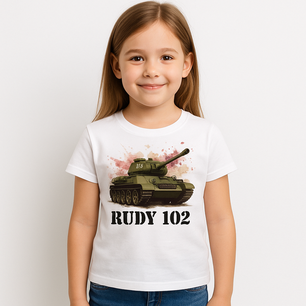 Koszulka T-shirt Dziewczęca Czołg Rudy 102  Biały