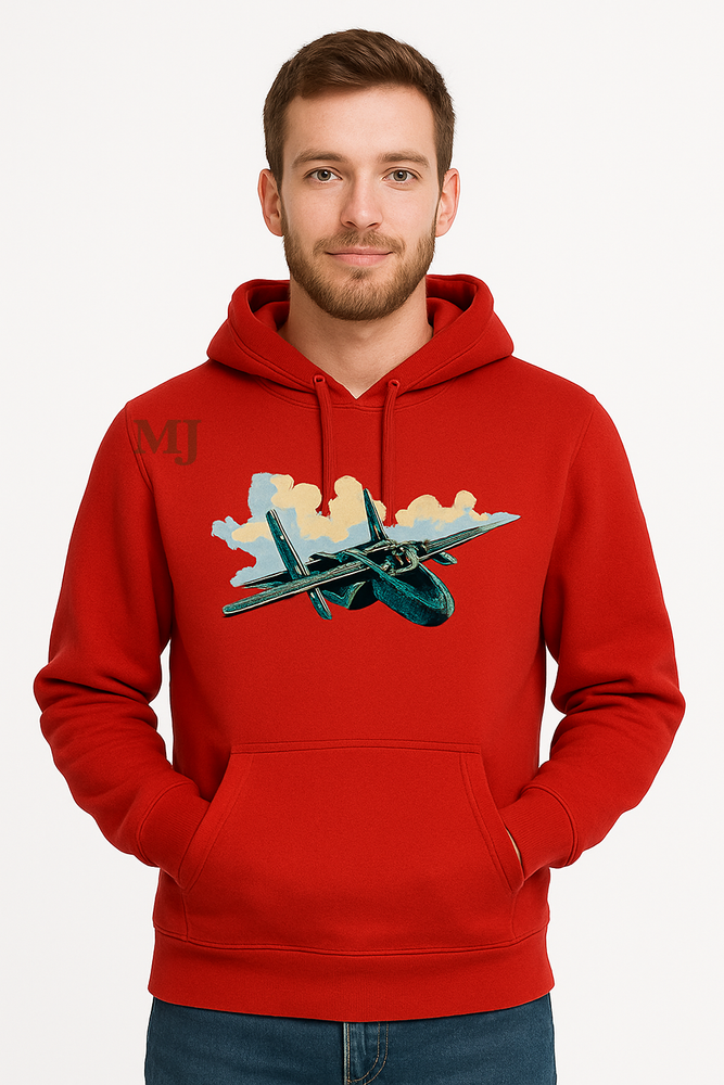 Bluza męska nadruk Samolot Lockheed P-38 Lightning czerwona