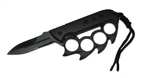 Nóż sprężynowy składany z osłoną na palce