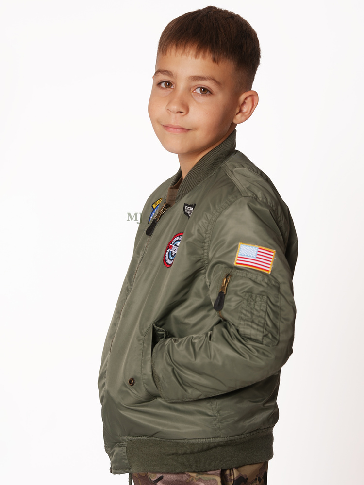 Kurtka chłopięca Lotnicza Pilotka MA1 kolor oliv