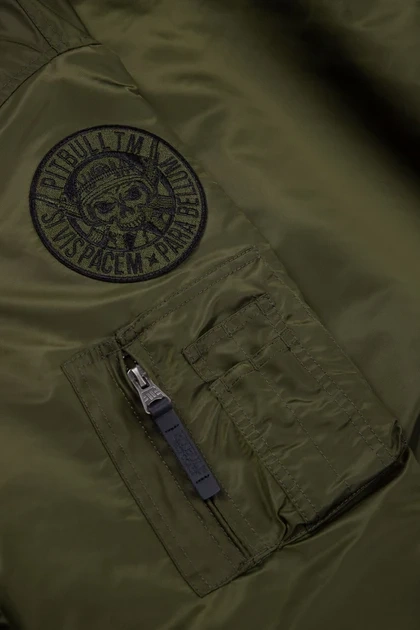 Kurtka zimowa męska z kapturem PitBull West Coast Harvest Oliwkowa