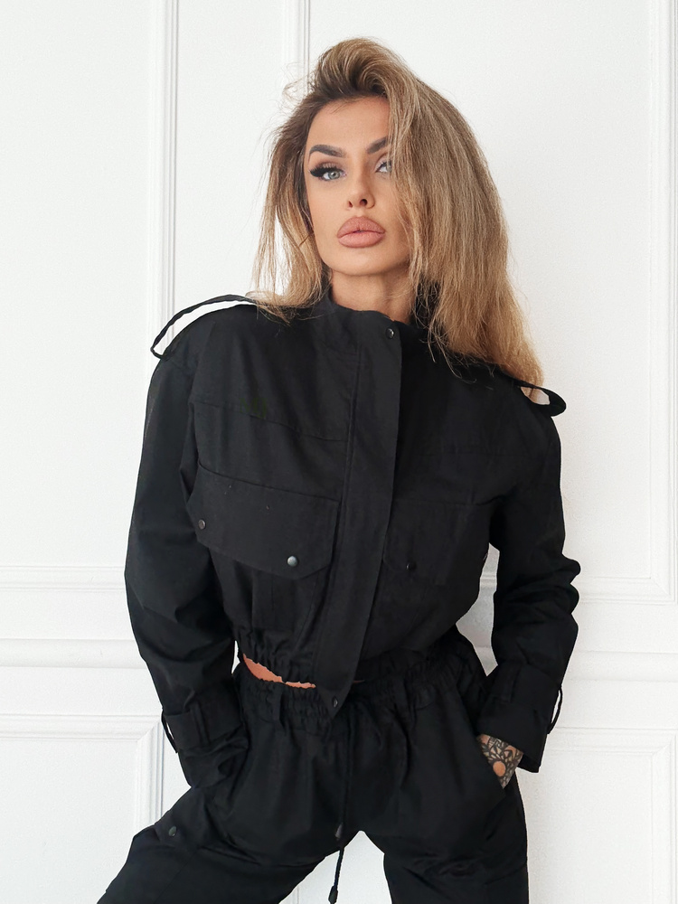 Stylowy komplet damski czarny typu utility