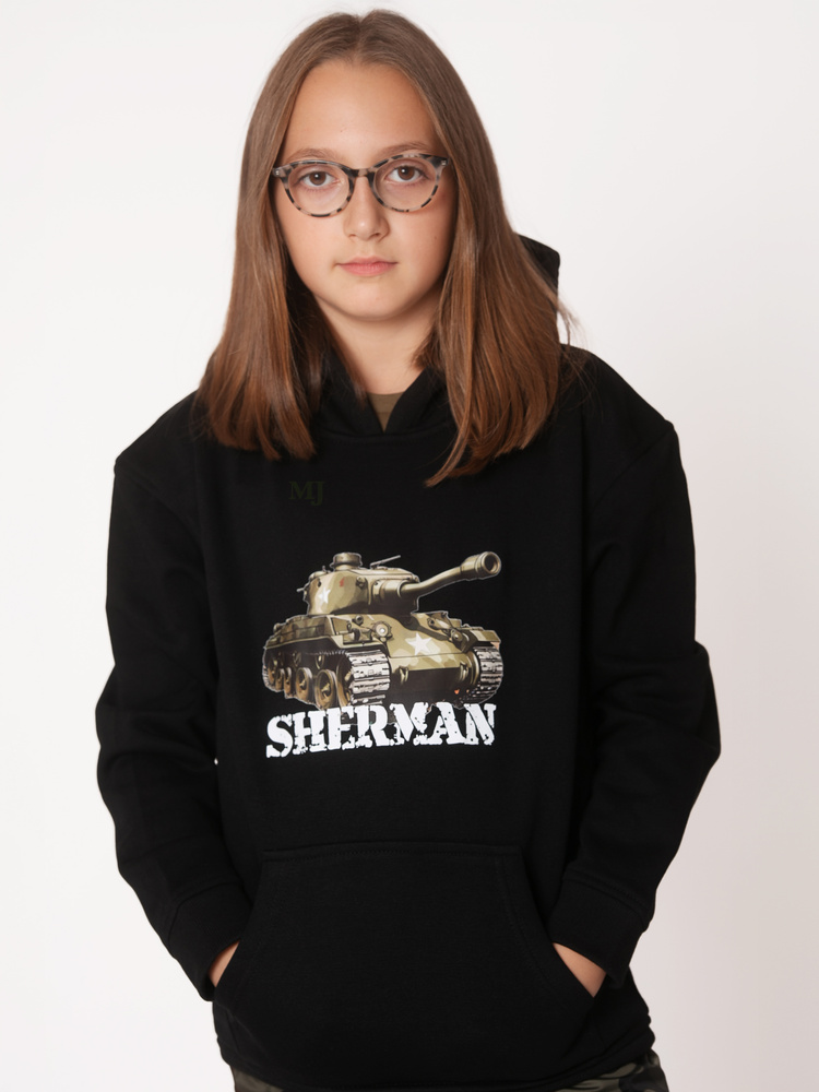 Bluza dziewczęca nadruk Czołg Sherman czarna