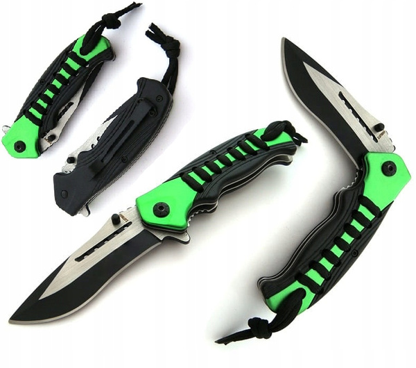 Nóż składany turystyczny zielony 719