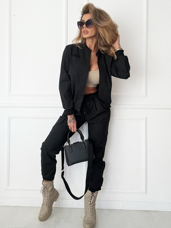 Komplet kurtka bomberka  damska i joggery Czarny