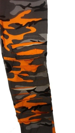 Legginsy/getry moro dziewczęce/dziecięce pomarańczowe z rozcięciami.