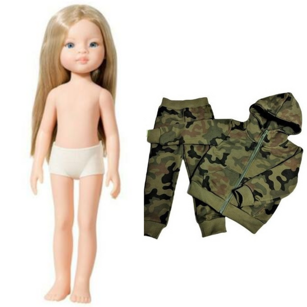 Lalka 32cm jasne blond włosy w dresie moro WZ-93