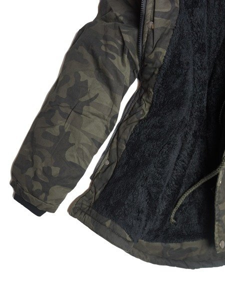 Kurtka parka moro chłopięca z kapturem futro.