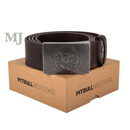 Pasek skórzany PITBULL BONES Brązowy