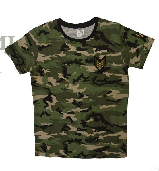 T-shirt/koszulka moro z krótkim rękawem chłopięcy/dziecięcy/młodzieżowy z naszywkami.