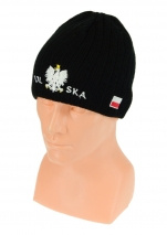 Czapka zimowa POLSKI czarna (napis pół na pół) wzór G-03