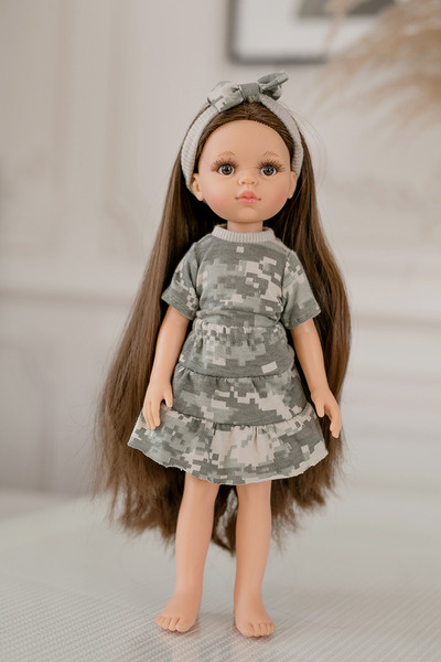 Ubranko dla lalki 32cm dziewczęcy t-shirt i spódniczka moro pixel