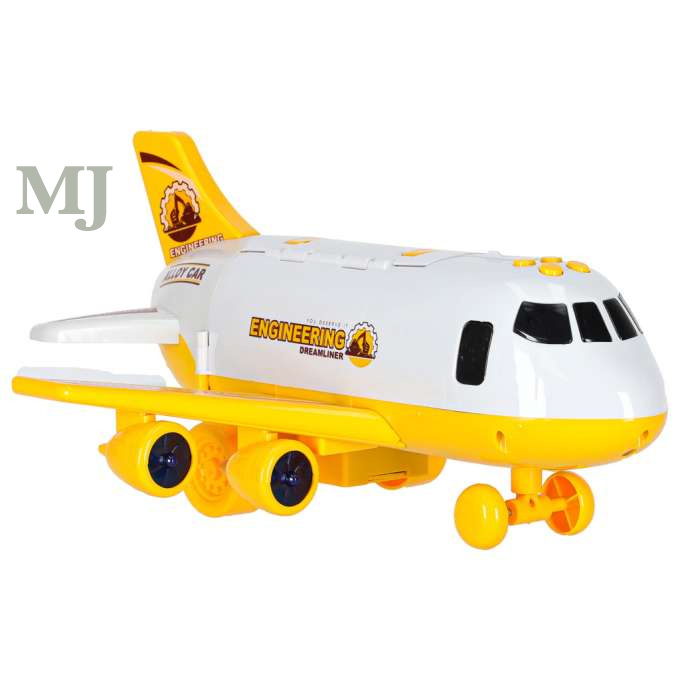 Transporter samolot rozkładany z autami + 3 auta pojazdy budowlane światła dźwięk 	KX6684_3 