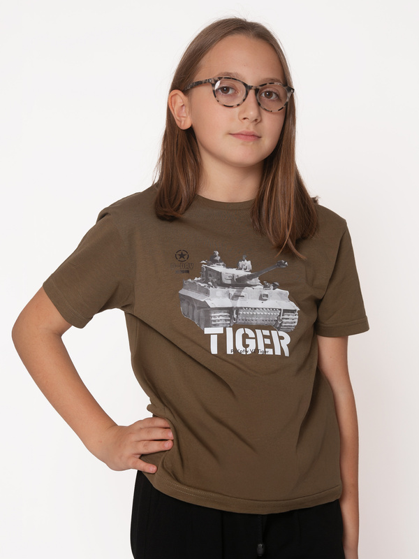 Koszulka T-shirt Dziewczęca Czołg Tiger Khaki