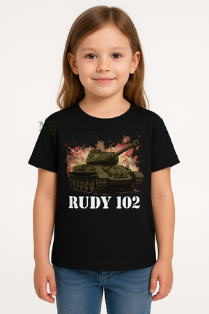 Koszulka T-shirt Dziewczęca Czołg Rudy 102 czarna