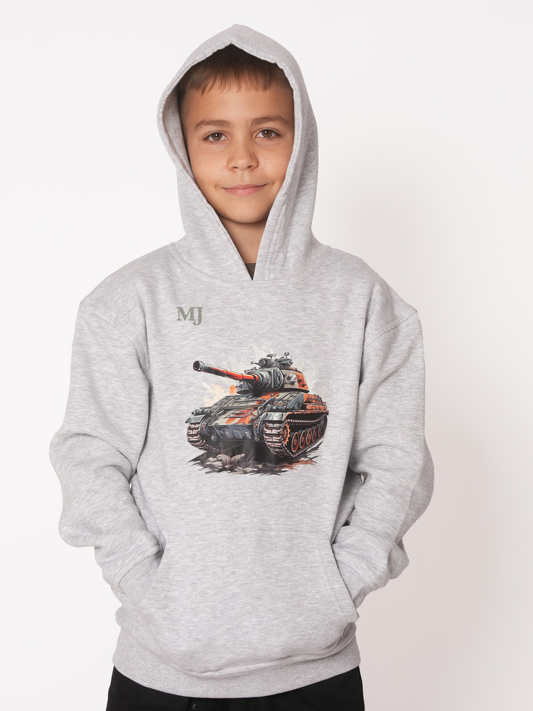 Bluza chłopięca nadruk Czołg szara
