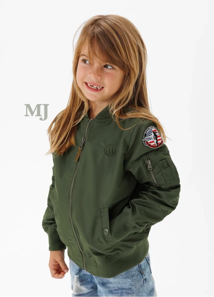 Kurtka bomberka dziewczęca MA-1 Oliwkowa PitBull