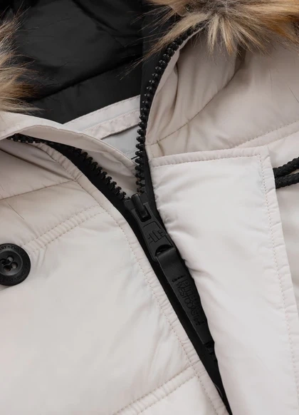 Kurtka zimowa pikowana parka z kapturem Pitbull West Coast KINGSTON II Biała