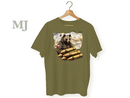 Koszulka T-shirt Miś Wojtek Dziewczęca Khaki 