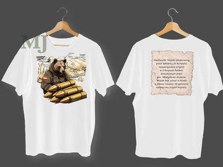 Koszulka T-shirt Miś Wojtek Biała Dziewczęca