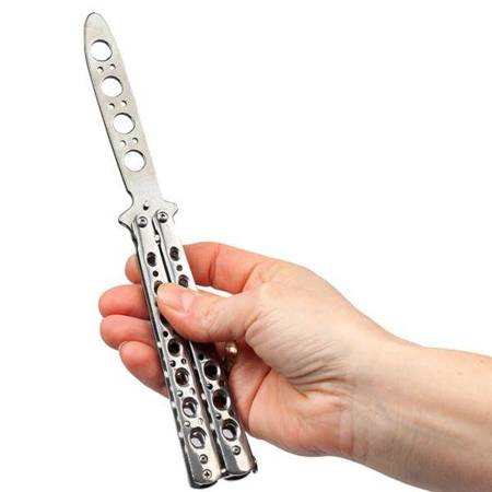 Nóż składany treningowy motylek srebrny