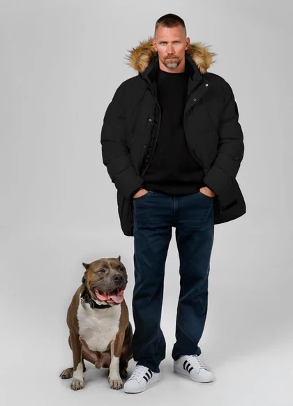 Kurtka zimowa pikowana parka z kapturem Pitbull West Coast FOREST Czarna