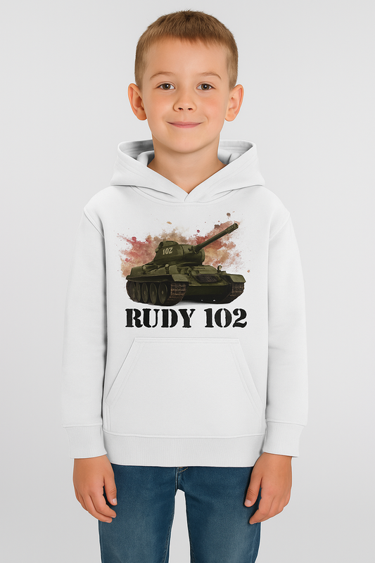 Bluza chłopięca nadruk Czołg Rudy 102 biały
