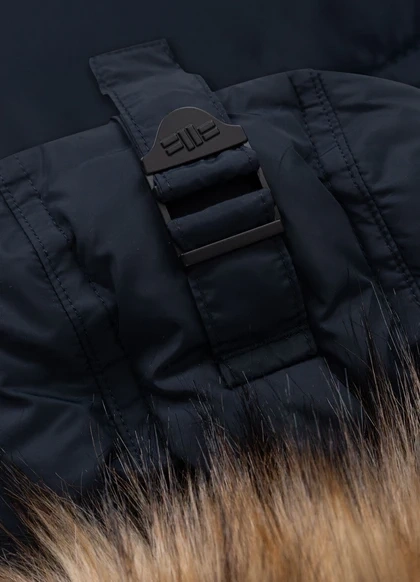 Kurtka zimowa pikowana parka z kapturem Pitbull West Coast KINGSTON II Ciemny Granatowy