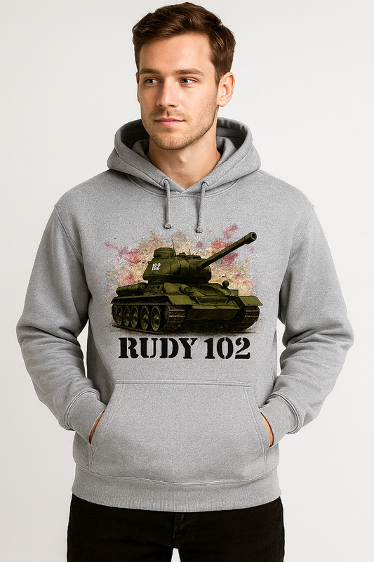 Bluza męska nadruk Czołg Rudy 102 szara