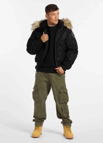 Kurtka zimowa męska z kapturem PitBull West Coast Harvest Czarna