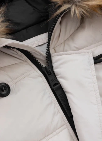 Kurtka zimowa pikowana parka z kapturem Pitbull West Coast KINGSTON II Biała