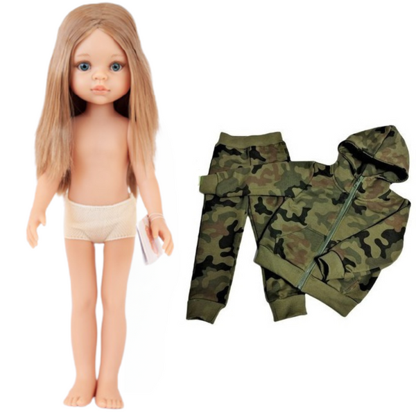 Lalka 32cm blond włosy w dresie moro WZ-93