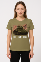 Koszulka T-shirt damska Czołg Rudy 102 khaki