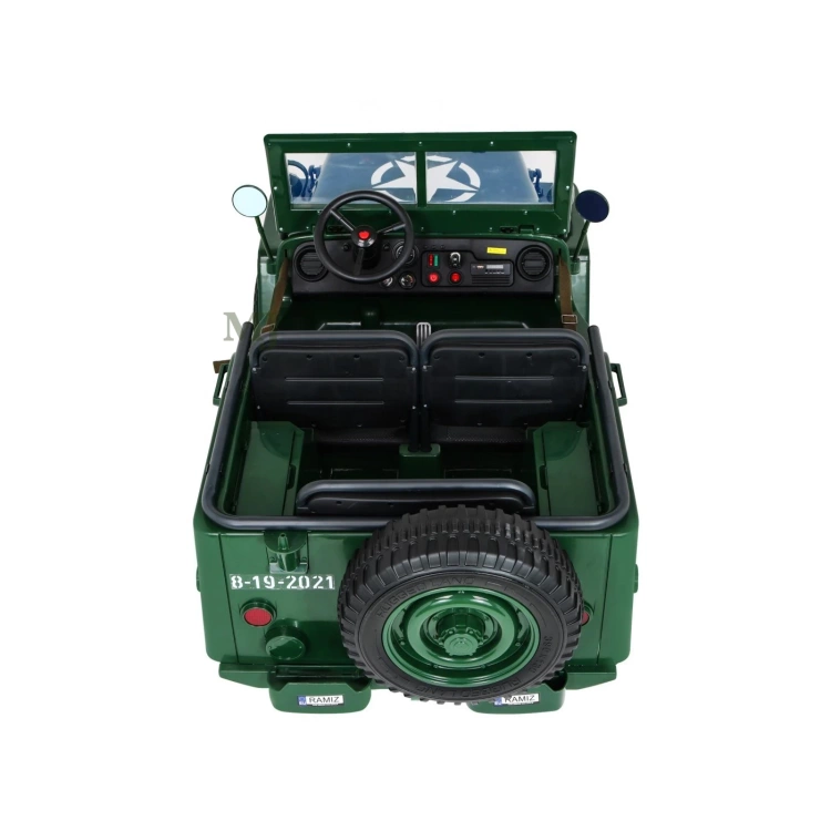 Autko Wojskowe Retro dla 3 dzieci Zielony Jeep Willys
