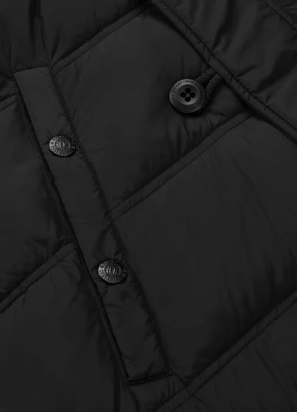 Kurtka zimowa pikowana parka z kapturem Pitbull West Coast KINGSTON II Czarna