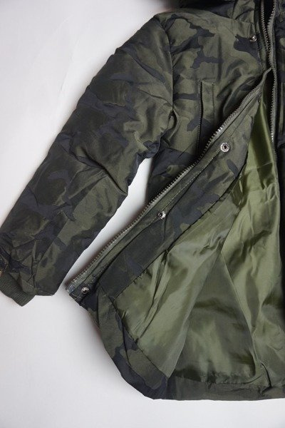 Kurtka zimowa parka moro chłopięca/młodzieżowa z kapturem