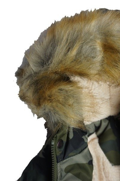 Kurtka parka moro chłopięca jasny baranek kaptur z futrem