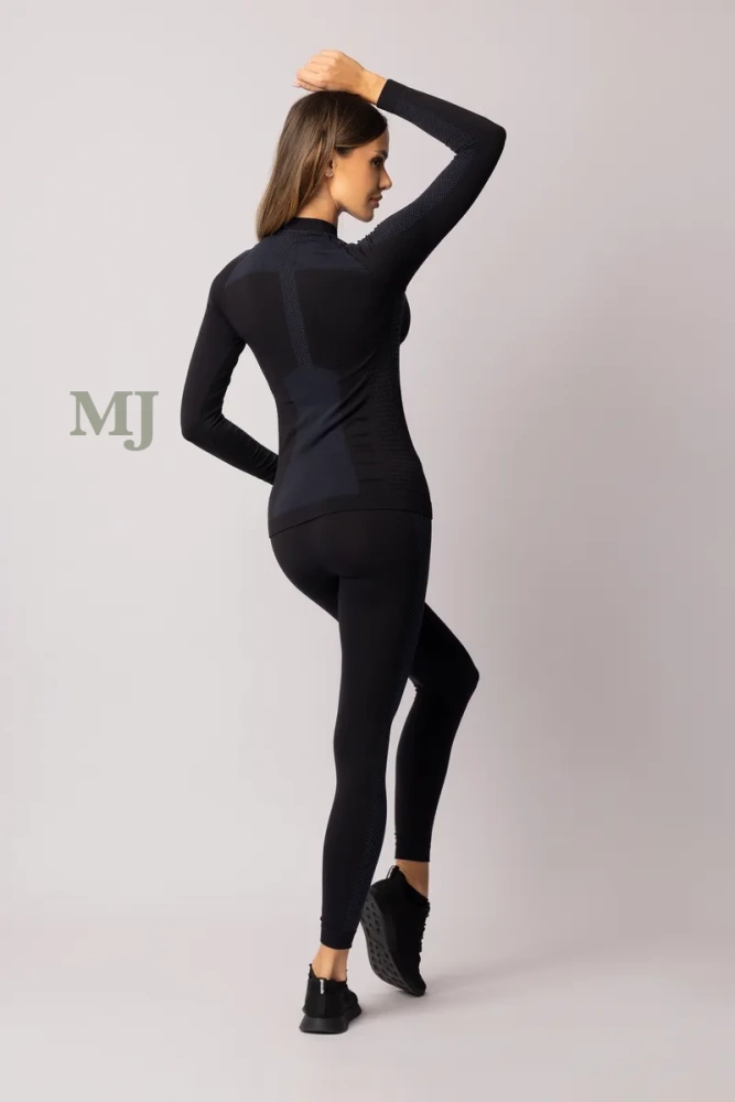 Damska koszulka termoaktywna z długim rękaem czarno-niebieska Fierce