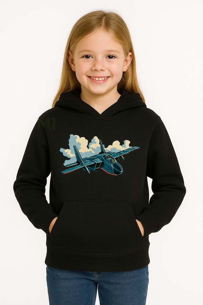 Bluza dziewczęca nadruk Samolot Lockheed P-38 Lightning czarna