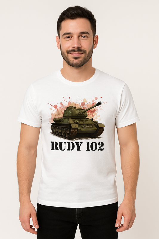 Koszulka T-shirt męska Czołg Rudy 102 biały