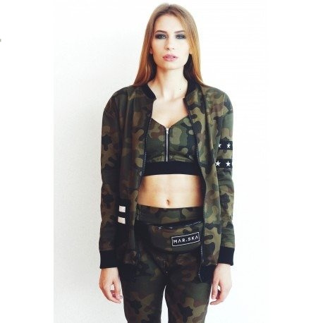 Kurtka bejsbolówka moro damska/młodzieżowa z wszytymi taśmami